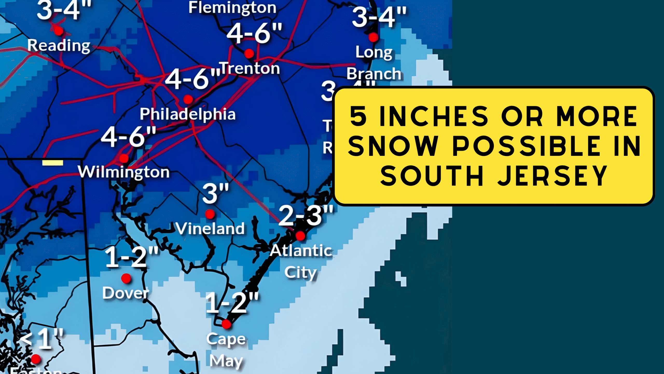 Impending Winter Storm: 5 Inches or More Snow Expected in South Jersey